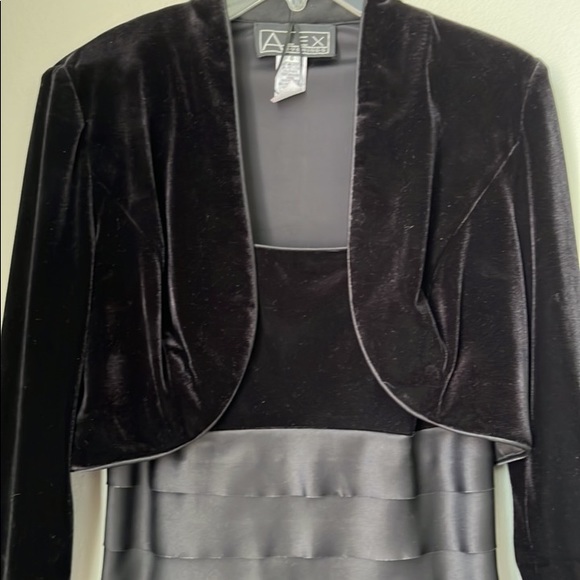Alex Evenings Black Faux Velvet Two-Piece Dress - Picture 6 of 17